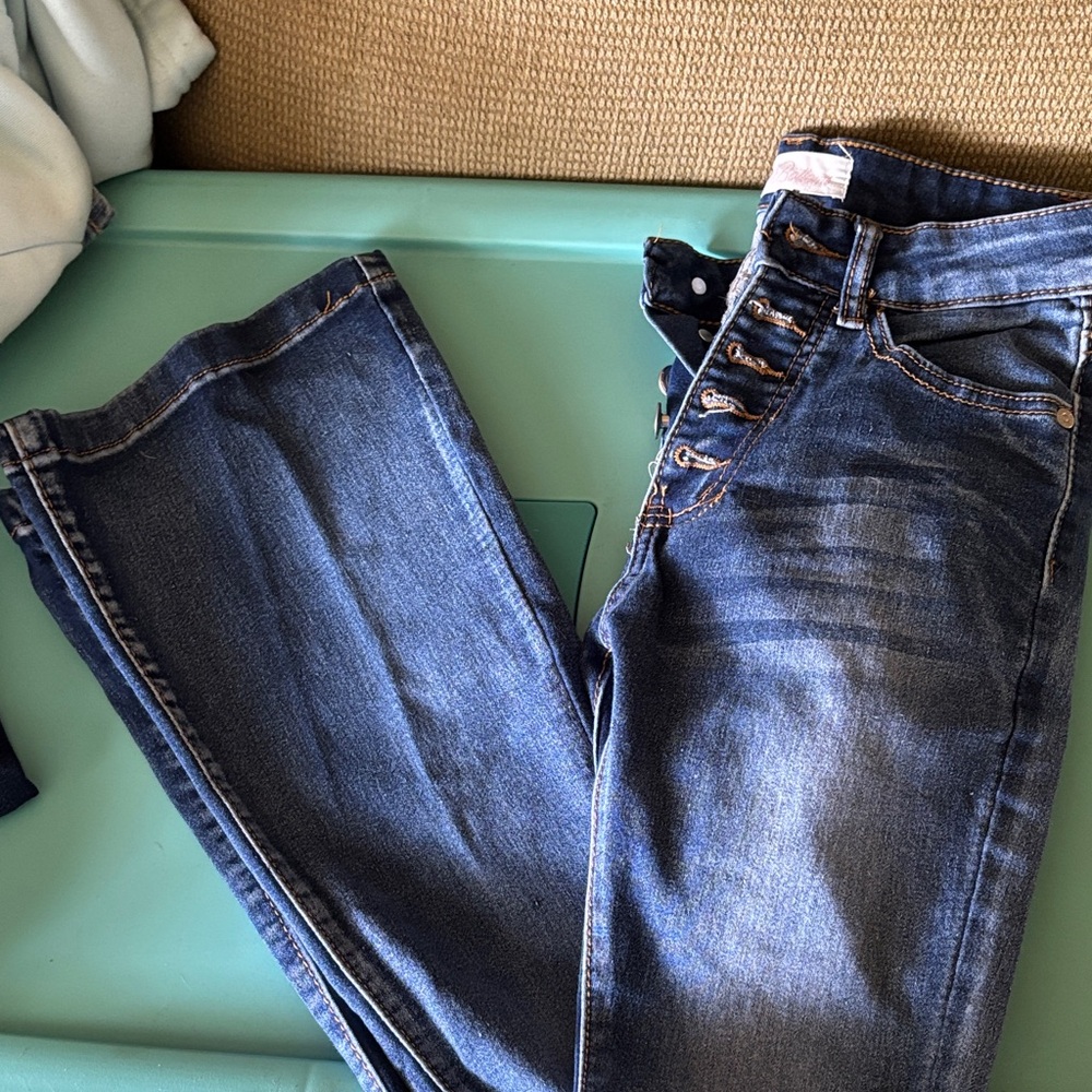 Red Bottom  Dark Blue Flare Jeans
